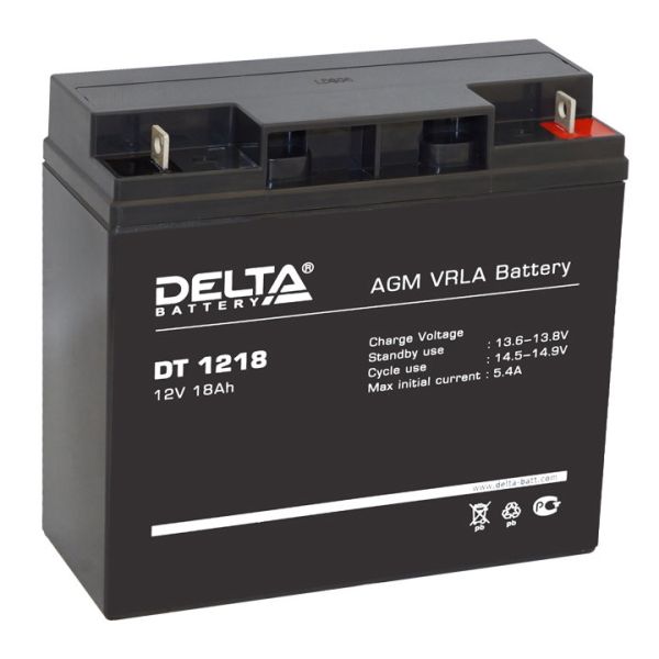 Аккумулятор для ИБП Delta Battery DT 1218 DT1218 18А/ч-12V - EN5 зажим (FASTON) обратная 181x76x168