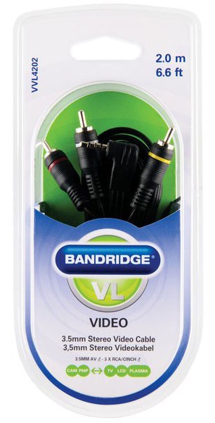 Кабель Bandridge VVL4202 3.5mm AV(m)-3RCA(m) 2m